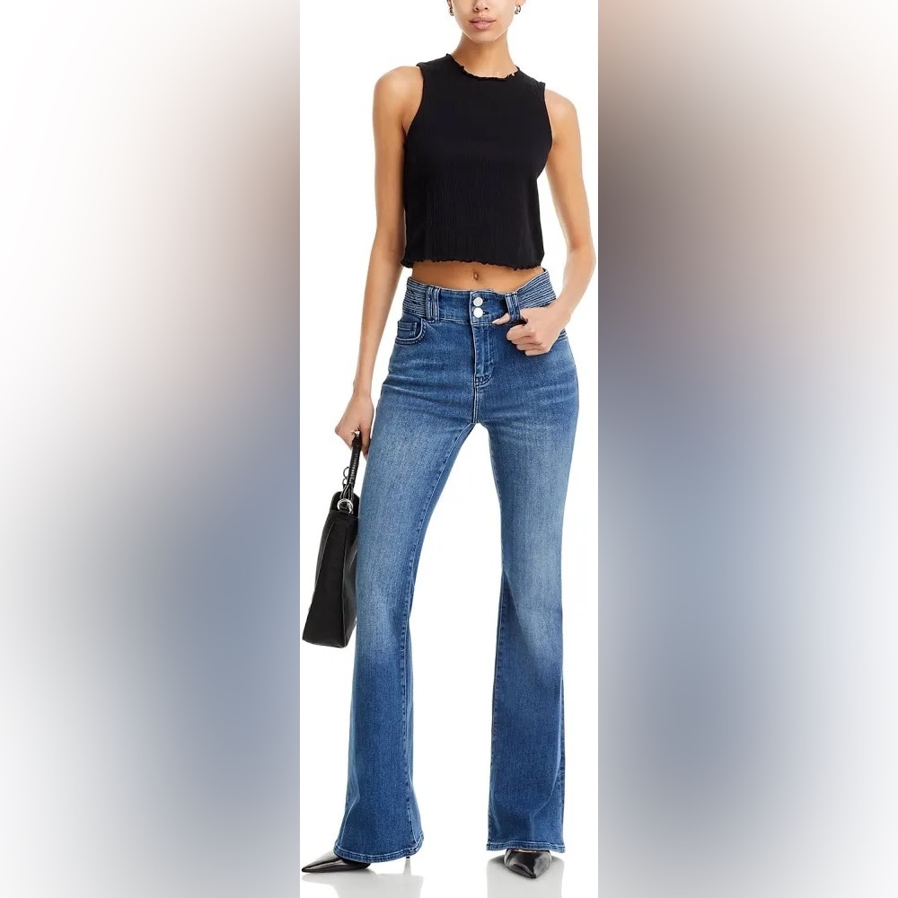 FRAME Le High Flare High-rise Flared Jeans Sz 24X34 Crossings Stretch Med Wash